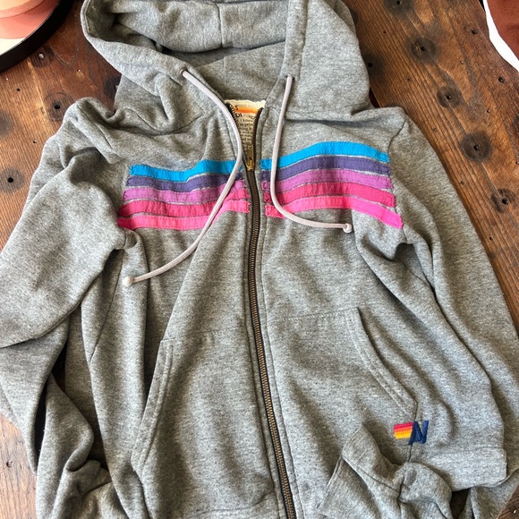 Aviator Nation 5 Stripe Hoodie in Charcoal - Small - Picture 2 of 8